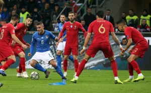 L'azzurro Marco Verratti in azione contro il Portogallo a San Siro (foto Ansa)